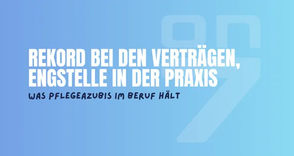 Banner zum Blogartikel Rekord bei den Verträgen, Engstelle in der Praxis: Was Pflegeazubis im Beruf hält